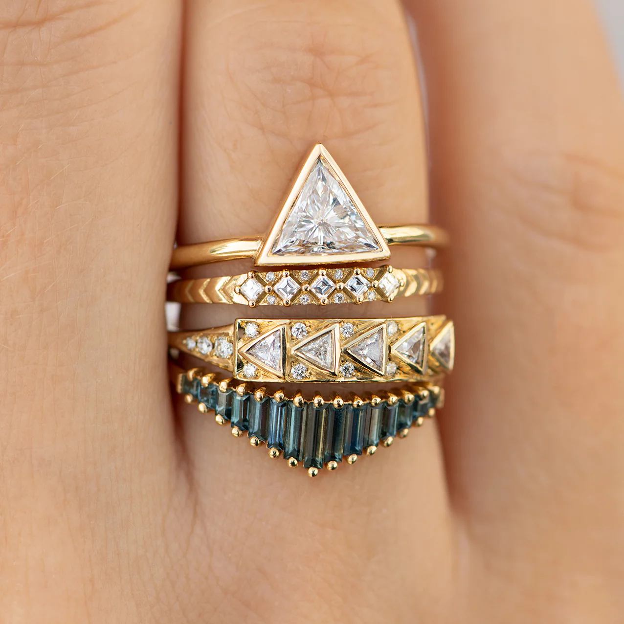 Trillion Diamond Ring - Simple Engagement Ring - Image 4