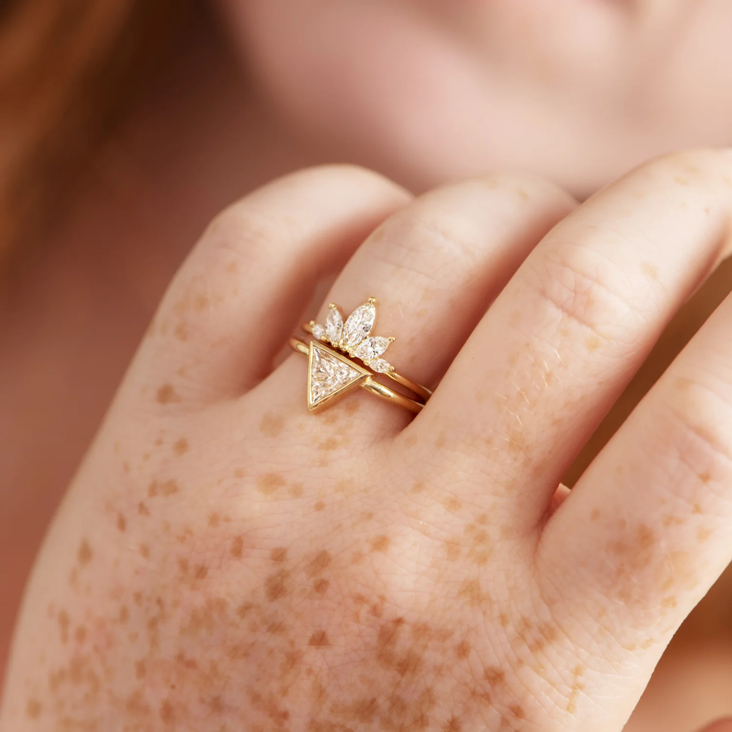 Trillion Diamond Ring - Simple Engagement Ring - Image 5