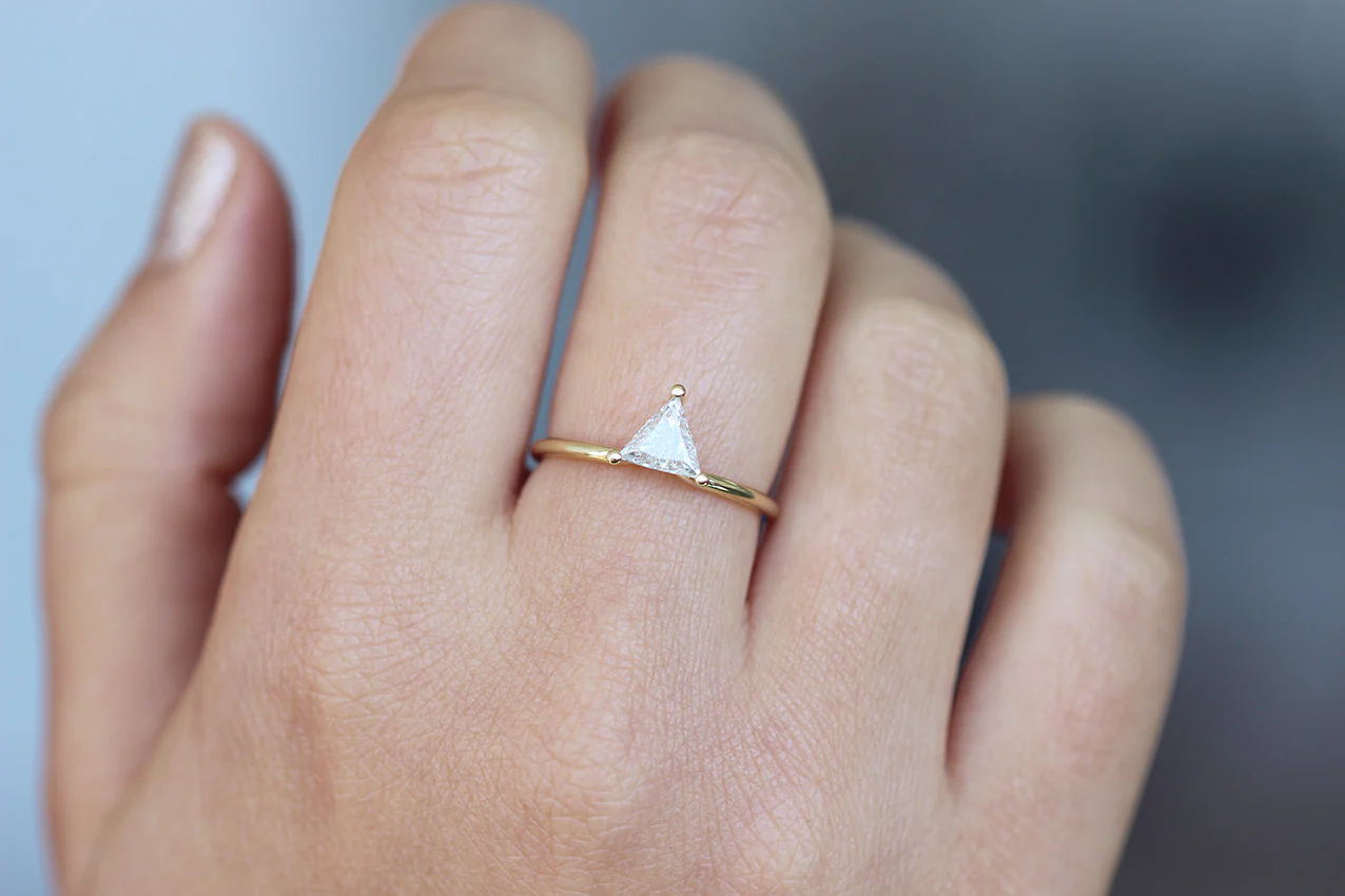 Triangle Bridal Wedding Set with a Dual Diamond Ring 0.5 Carat - Image 3