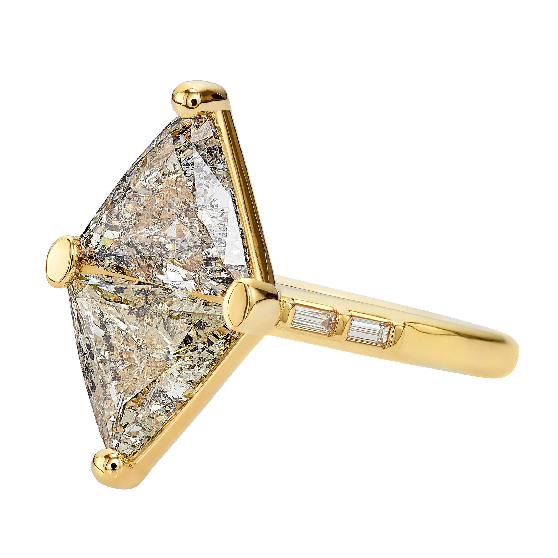 3ct Rhombus Engagement Ring with Speckled Gray Diamonds - OOAK - Image 2