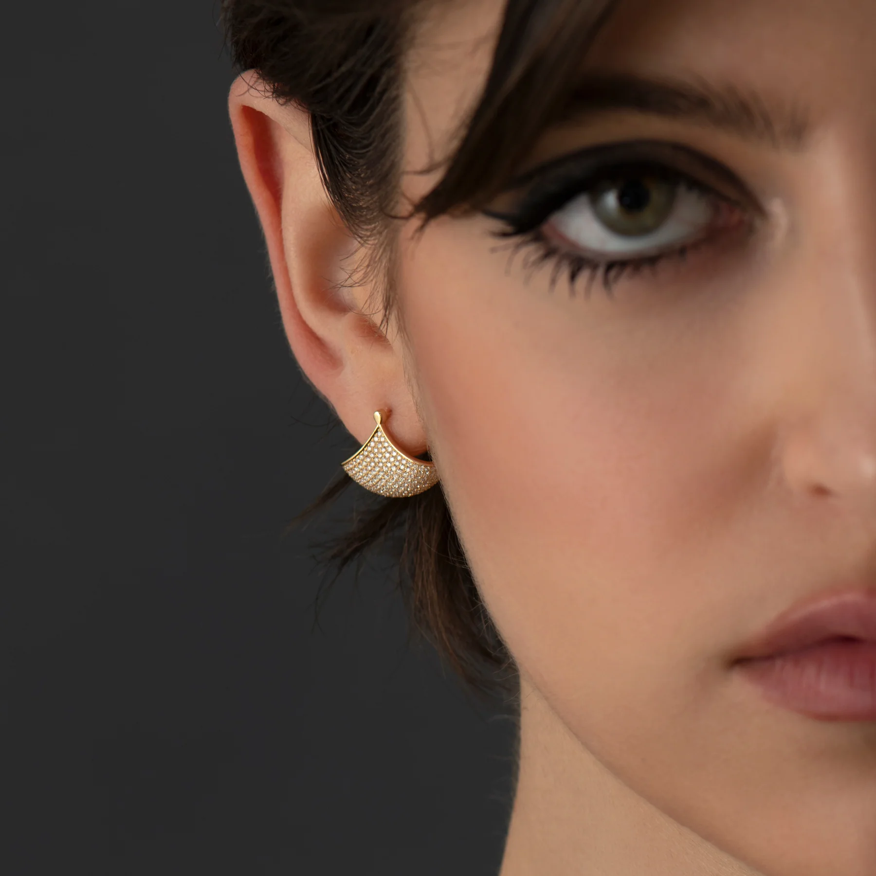 Brilliant Pave Diamond Fan Earrings - Image 3