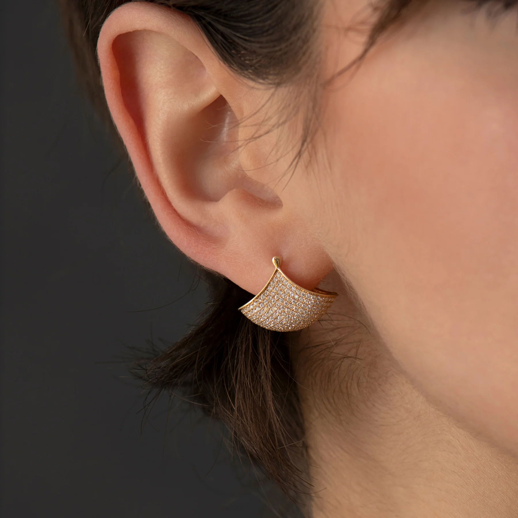 Brilliant Pave Diamond Fan Earrings - Image 4