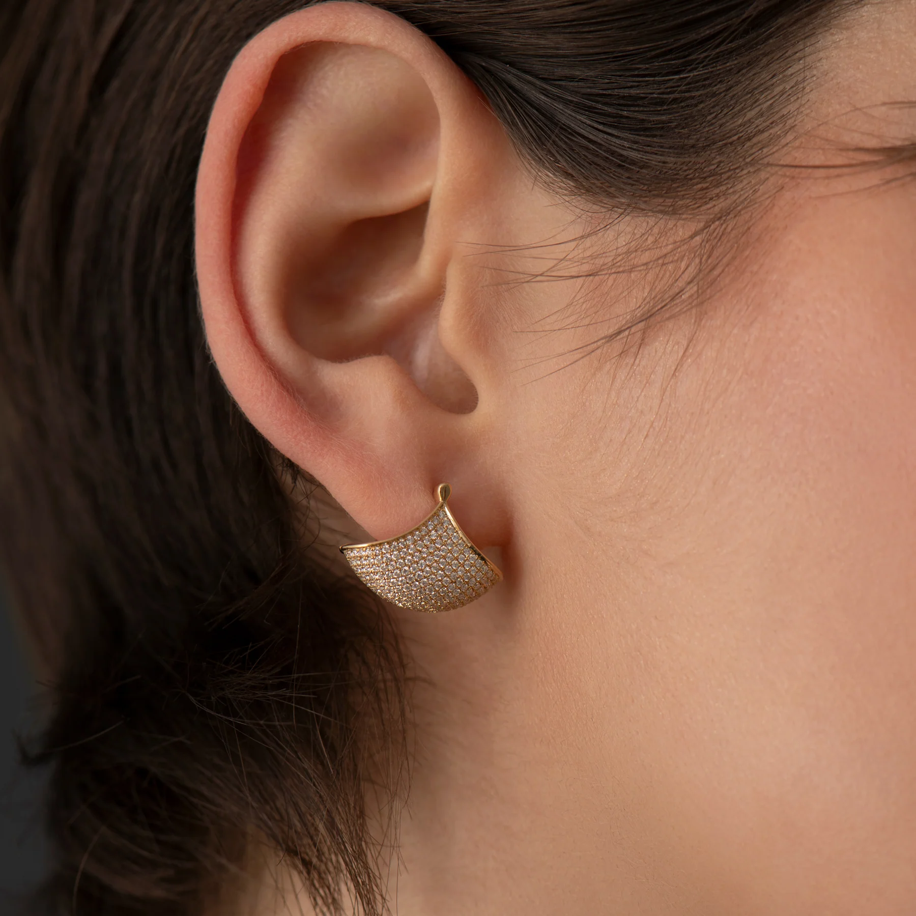Brilliant Pave Diamond Fan Earrings - Image 5