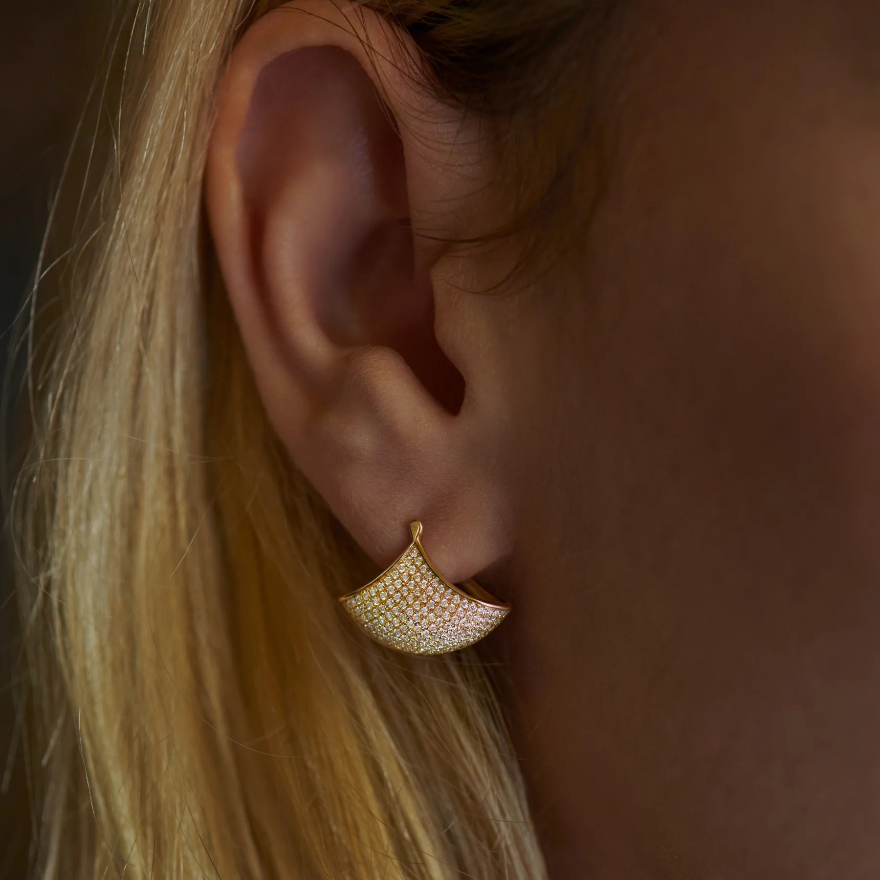 Brilliant Pave Diamond Fan Earrings - Image 6