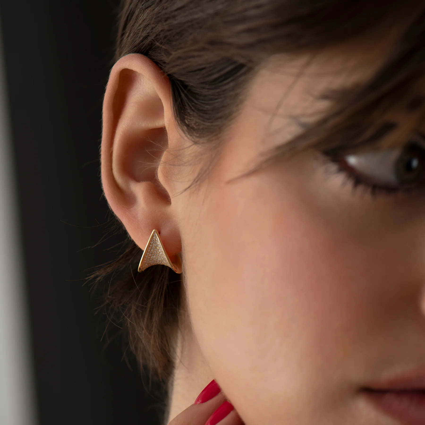 Pave Diamond Hoop Earrings - Image 7