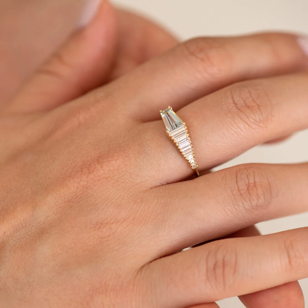 Aquamarine Engagement Ring with Gradient Diamonds - Image 5