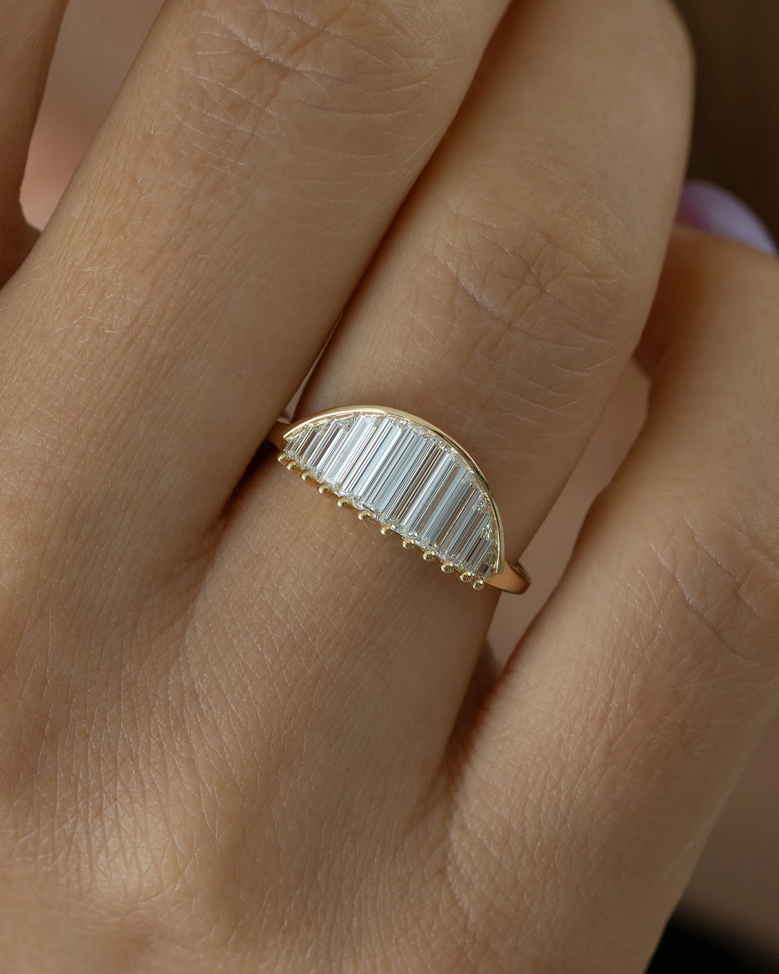 Arc Baguette Diamond Tiara Ring - Image 6