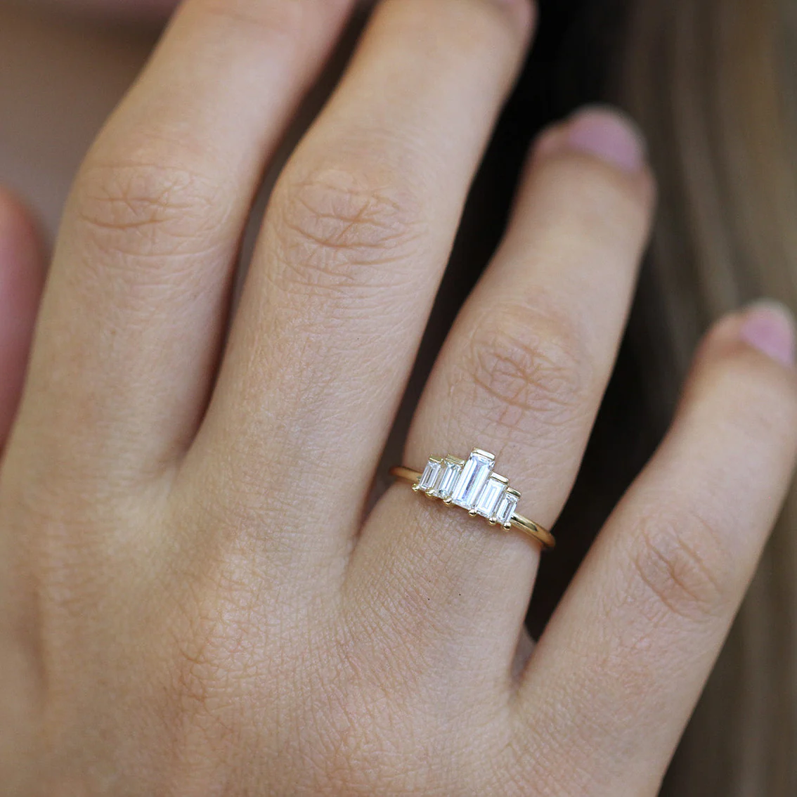 Baguette Engagement Ring - Art Deco Engagement Ring - Image 4