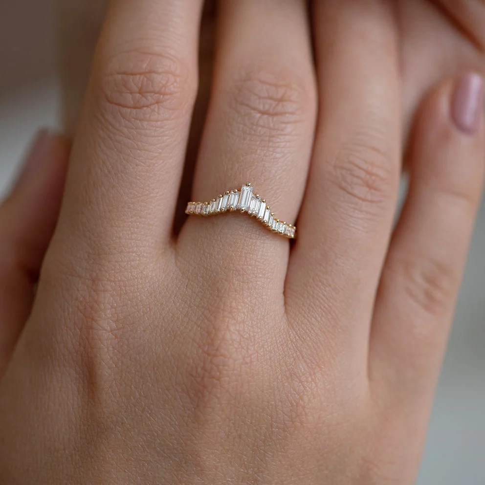 Art Deco Wedding Ring - Tapered Baguette Diamond Ring - Image 5