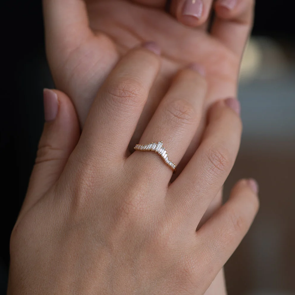 Art Deco Wedding Ring - Tapered Baguette Diamond Ring - Image 6