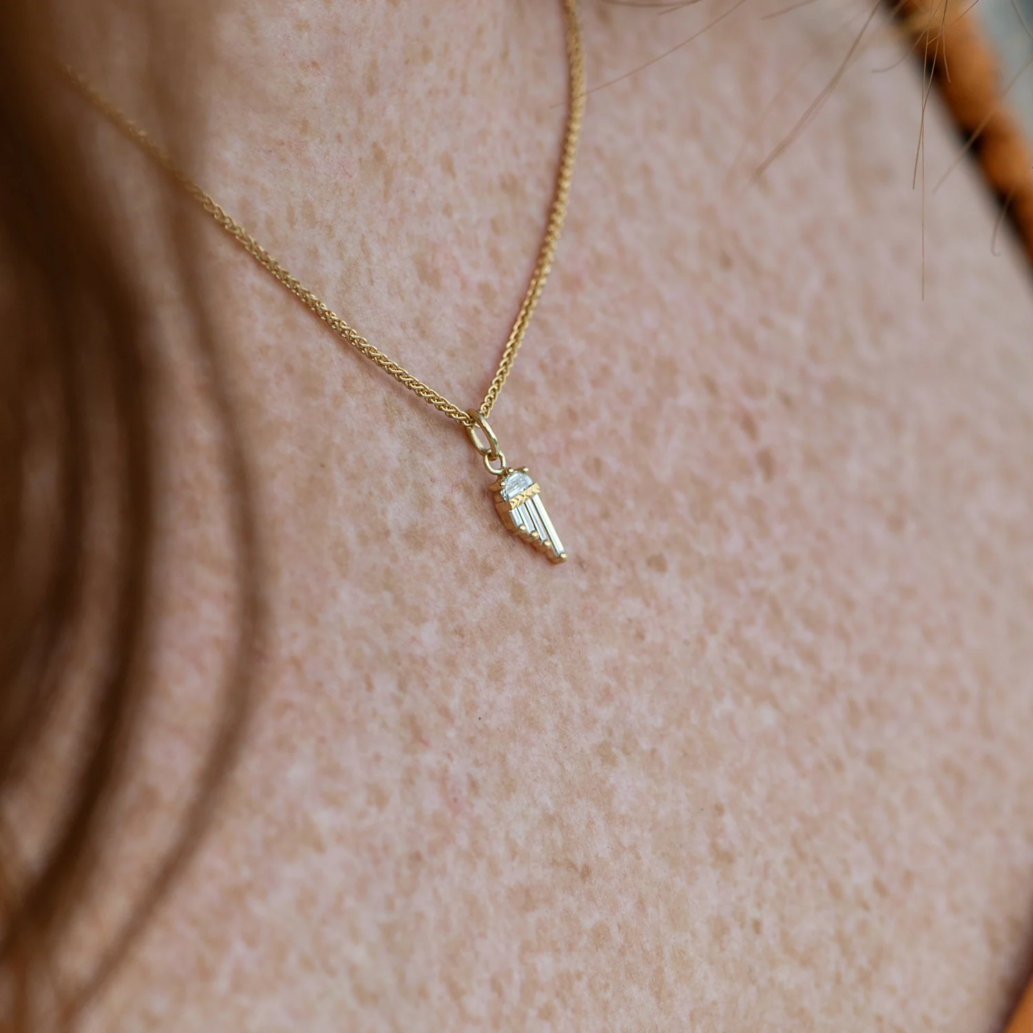 Asymmetric Art Deco Necklace with Half Moon Diamond - Image 2