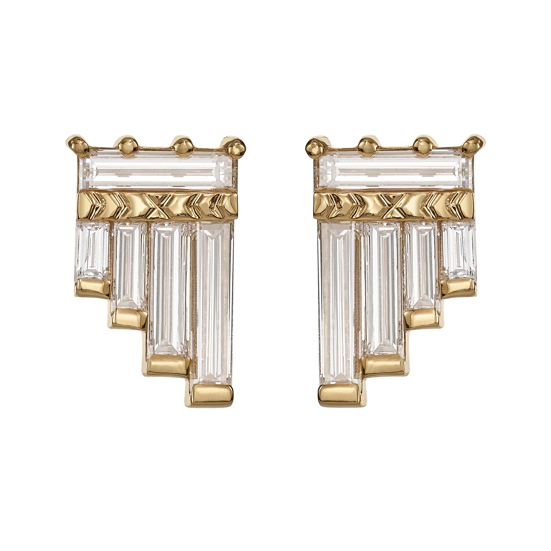 Pan Flute Diamond Stud Earrings