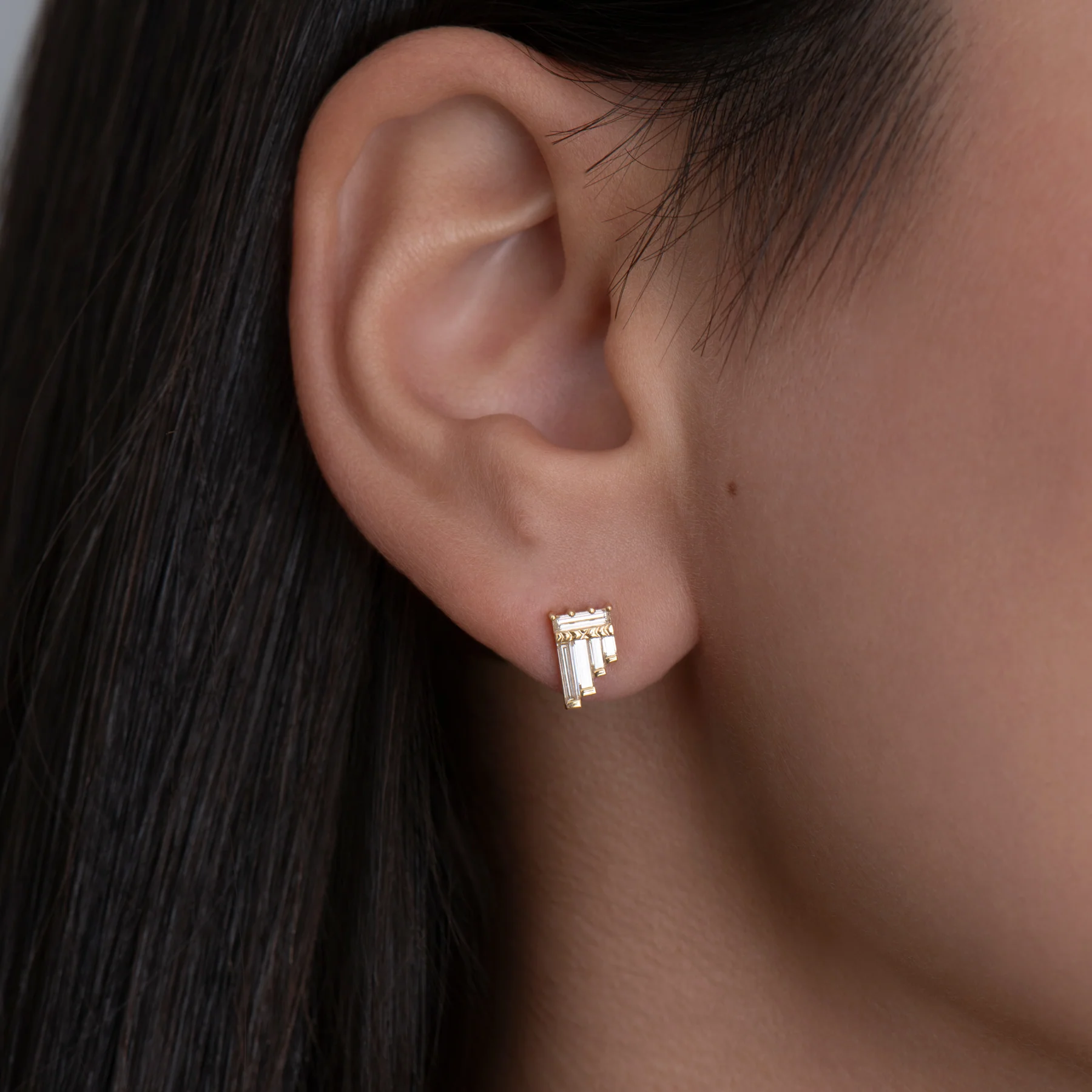 Pan Flute Diamond Stud Earrings - Image 3