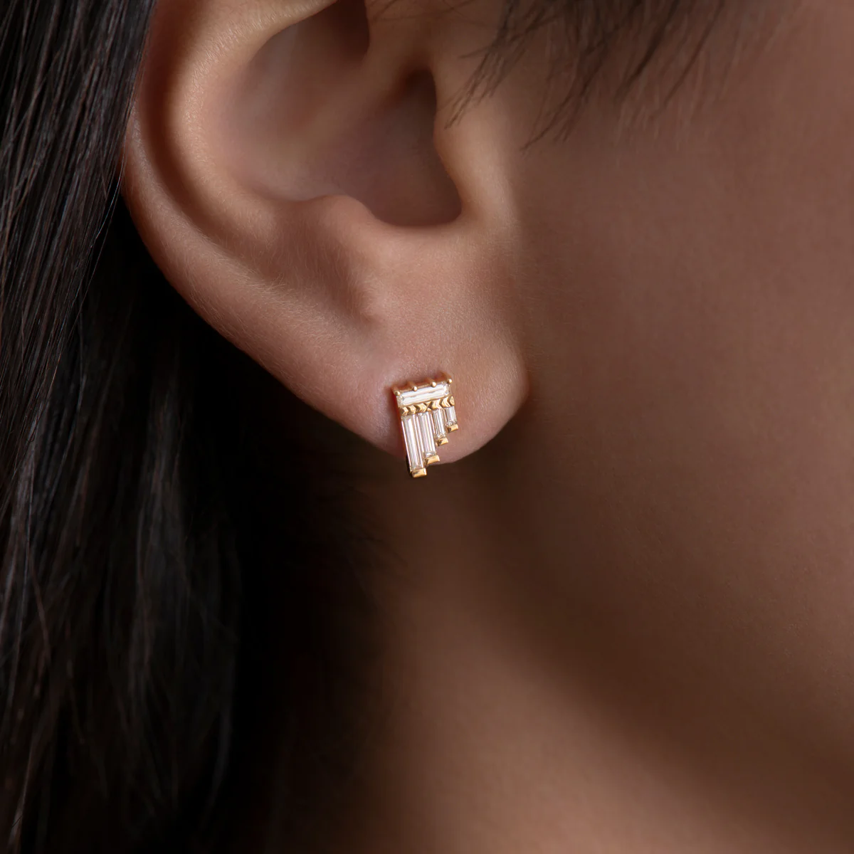 Pan Flute Diamond Stud Earrings - Image 4