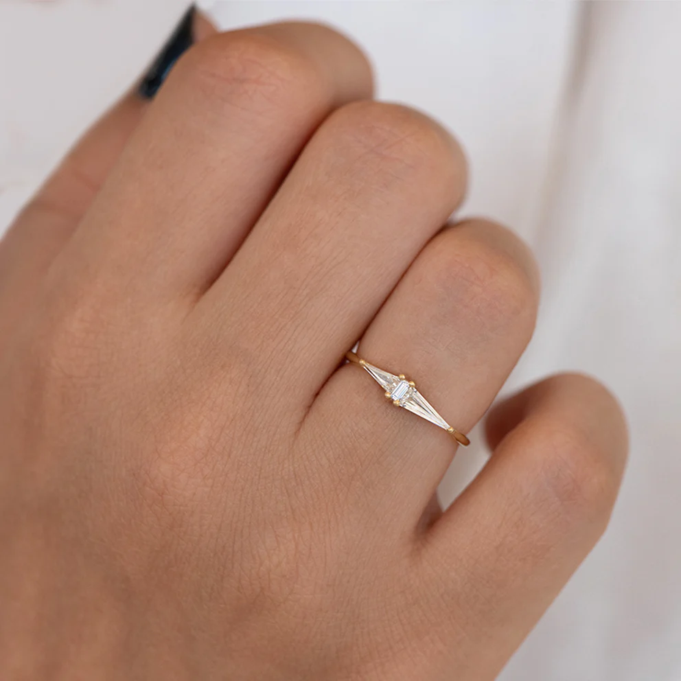 Asymmetrical Engagement Ring - Arrow Diamond Ring - Image 2