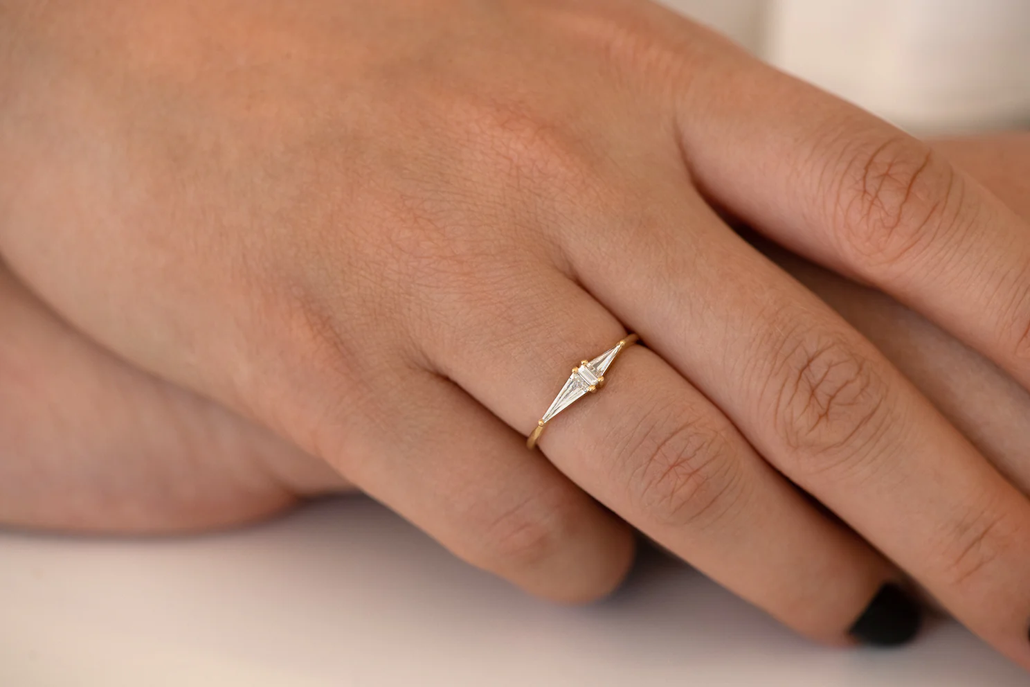 Asymmetrical Engagement Ring - Arrow Diamond Ring - Image 3
