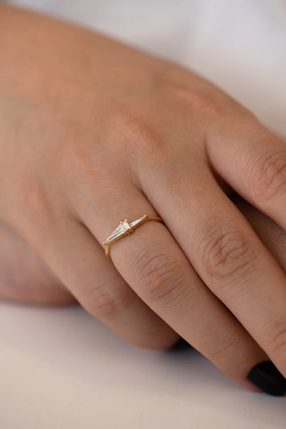 Asymmetrical Engagement Ring - Arrow Diamond Ring - Image 4