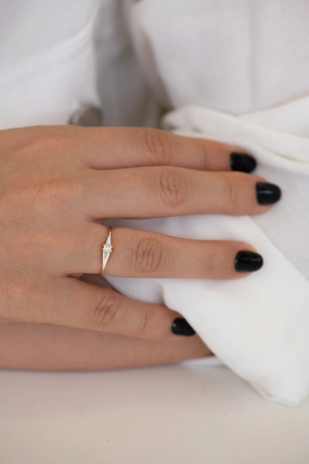 Asymmetrical Engagement Ring - Arrow Diamond Ring - Image 5