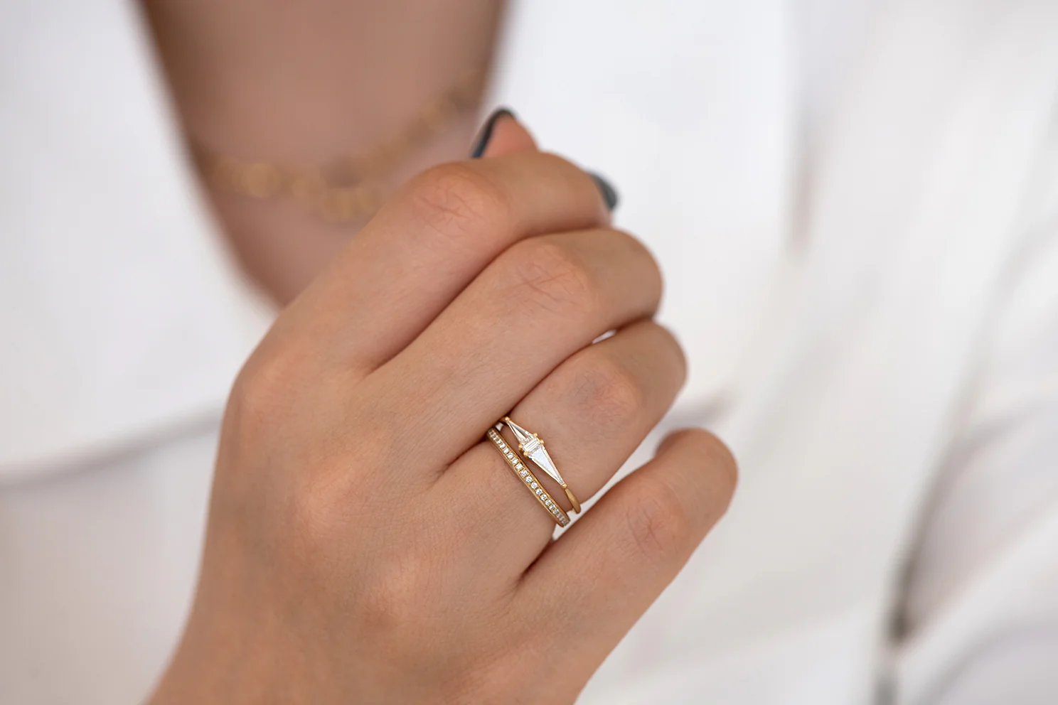 Asymmetrical Engagement Ring - Arrow Diamond Ring - Image 6