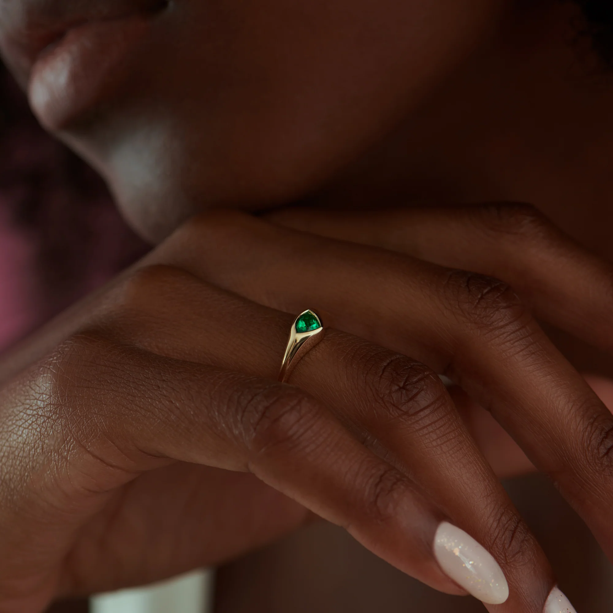 Axis Triangle Cut Emerald Engagement Ring - Image 5