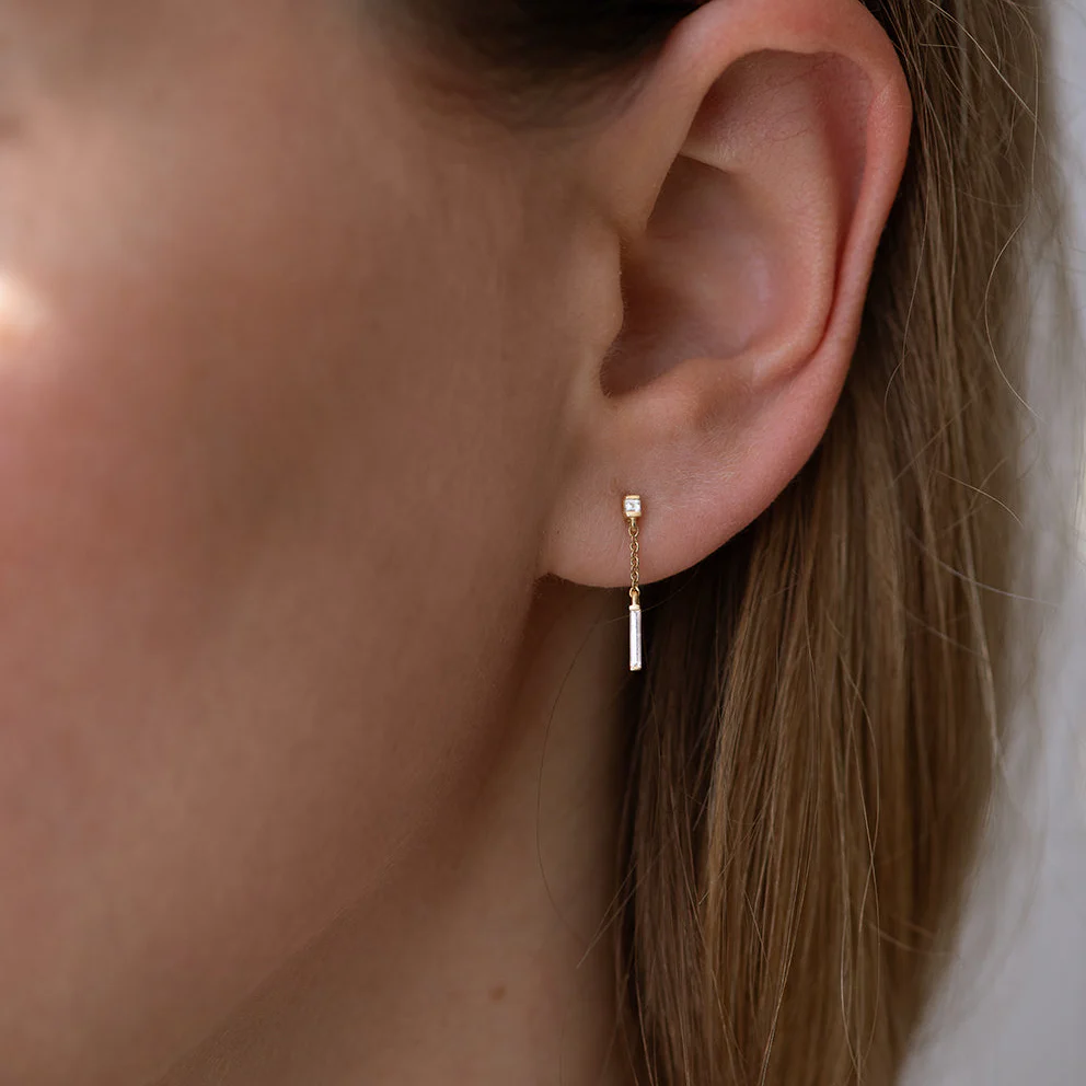 Baguette Diamond Drop Earrings - Image 5