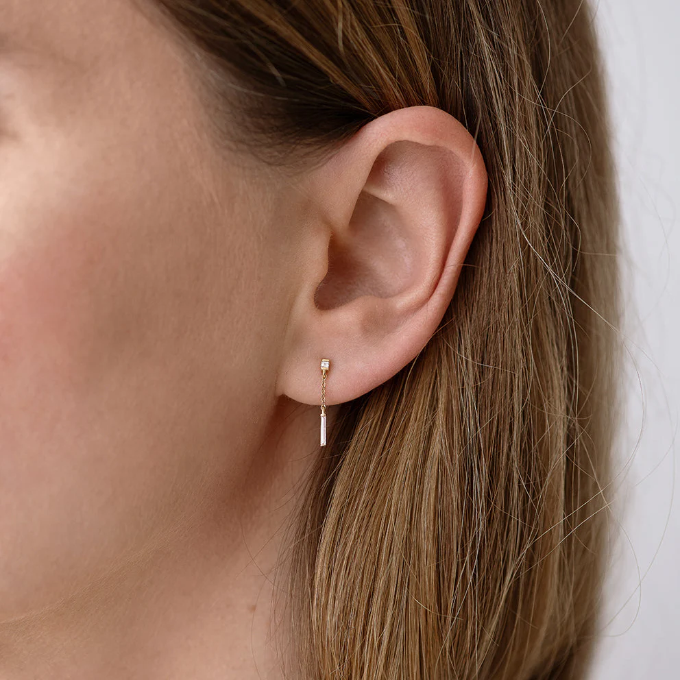 Baguette Diamond Drop Earrings - Image 6