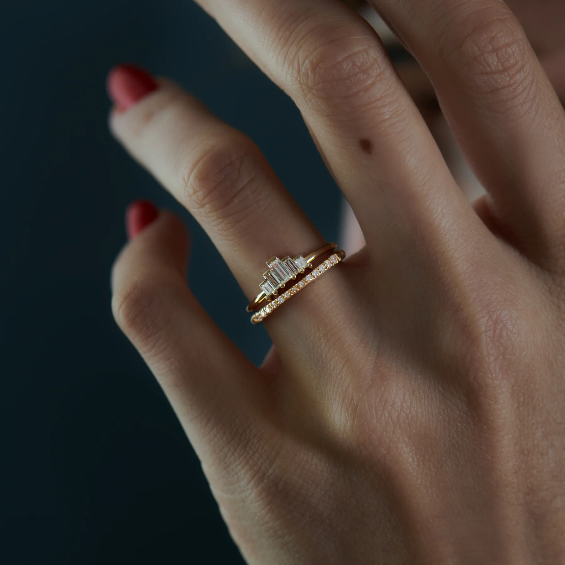 Baguette Diamonds Bridal Ring Set - Image 3