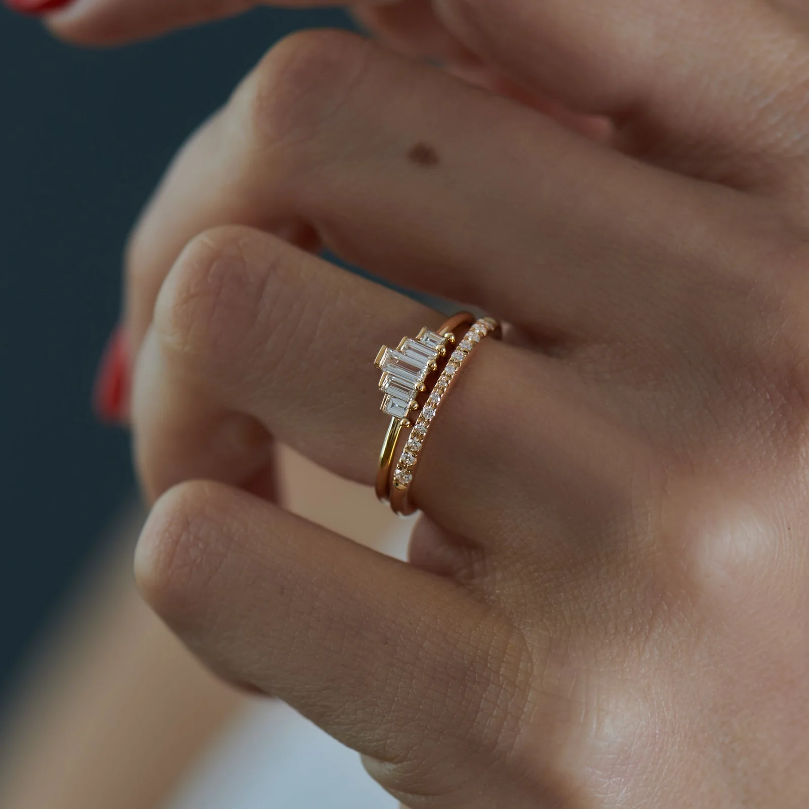 Baguette Diamonds Bridal Ring Set - Image 5