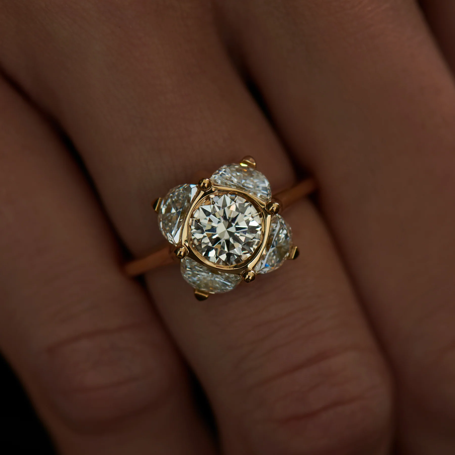 Bellflower Brilliant & Half Moon Diamond Engagement Ring - Image 2