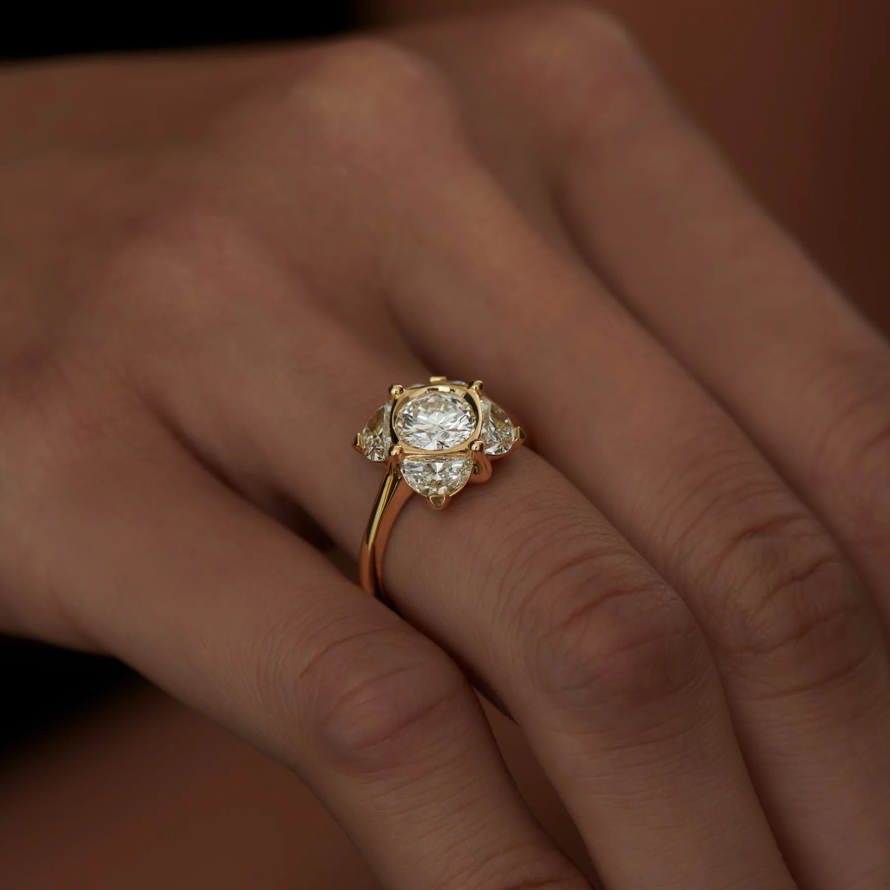 Bellflower Brilliant & Half Moon Diamond Engagement Ring - Image 4