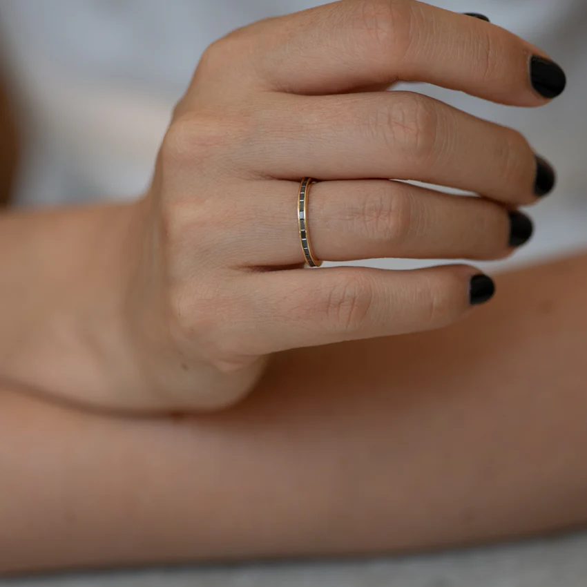 Black Baguette Diamond Eternity Ring - Black Wedding Band - Image 6