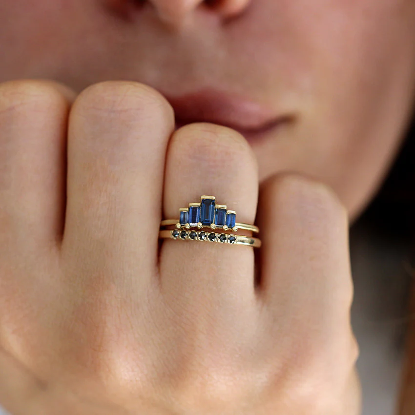 Blue Sapphires Baguette Cut Engagement Ring - Blue Sapphire Ring - Image 6