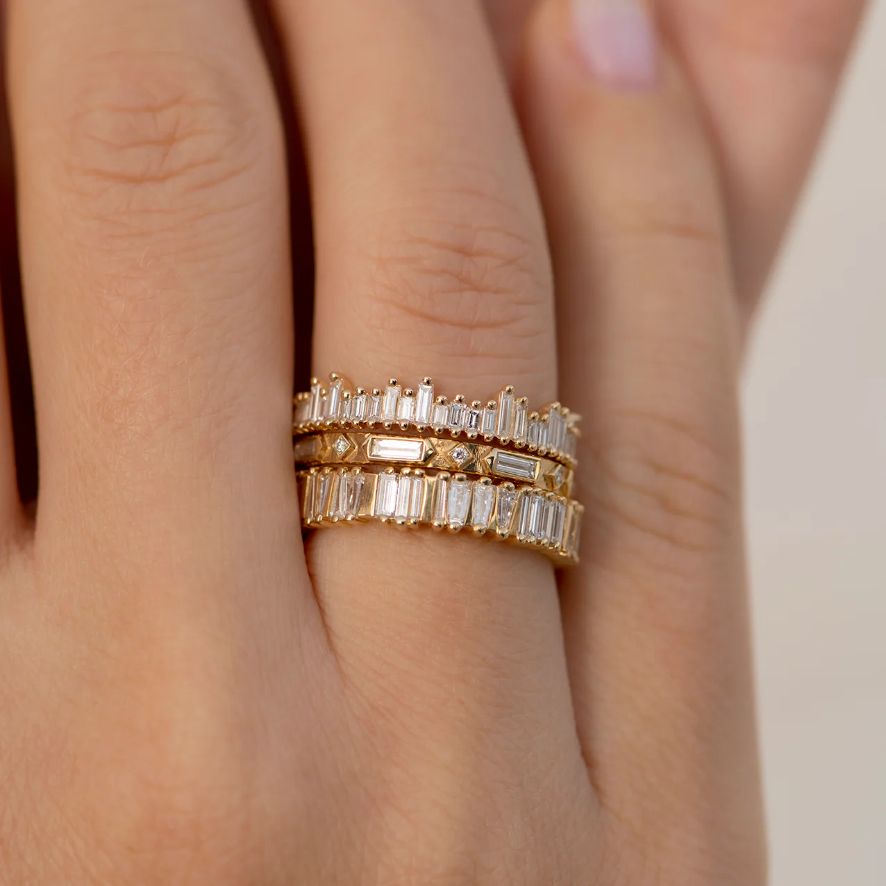 Bridge Eternity Band with Baguette and Trapeze Cut Diamonds - Image 10