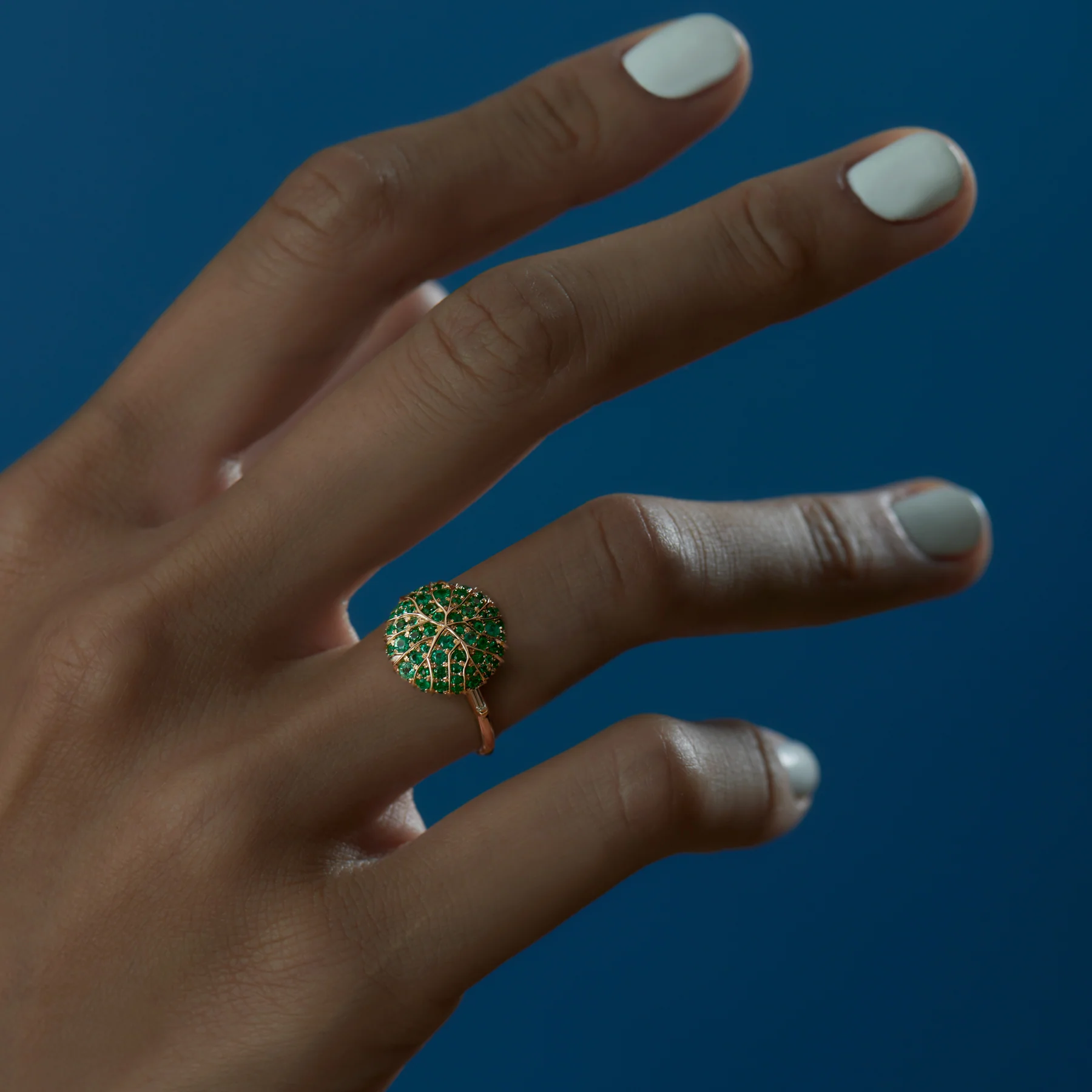 Canopy Emerald Pave & Gold Detail Statement Ring - Image 5