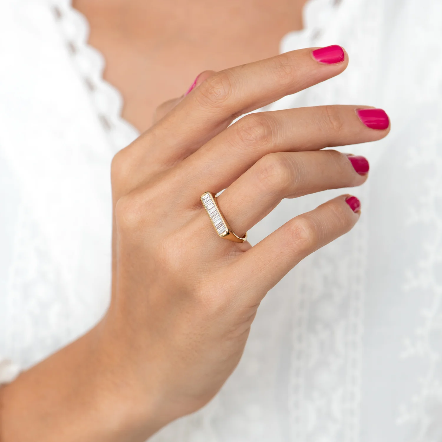 Channel Statement Ring with Baguette Cut Diamonds - Image 4