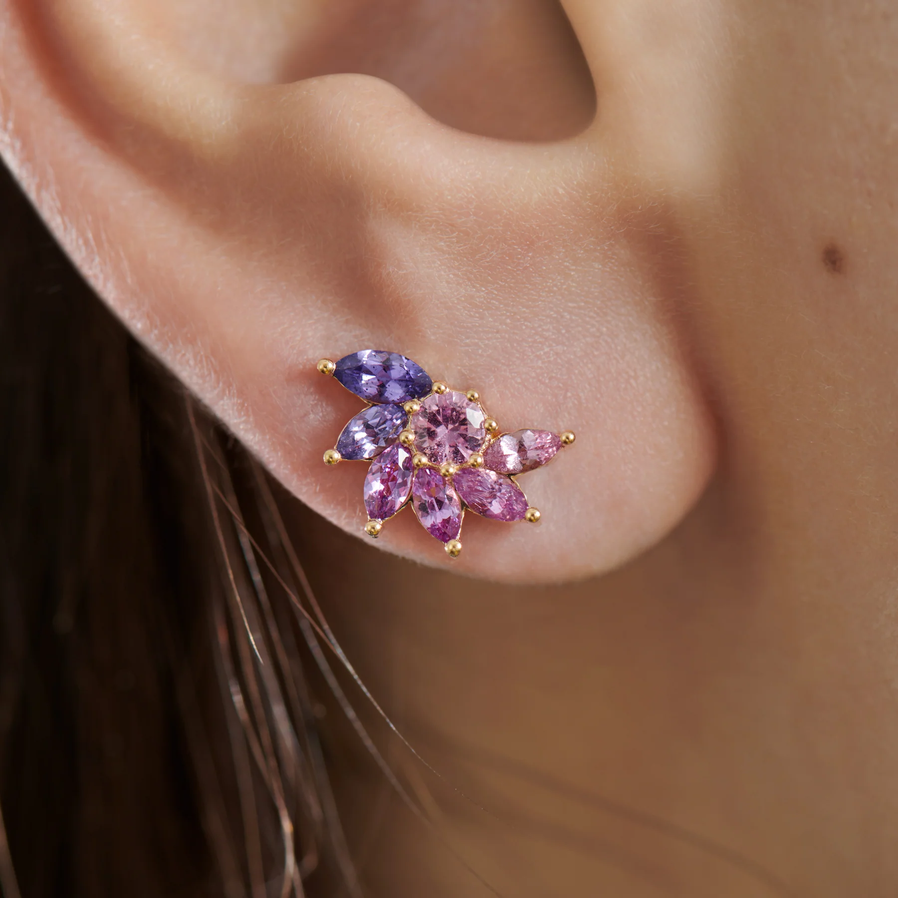 Clematis Lilac Sapphire Stud Earrings - Image 2