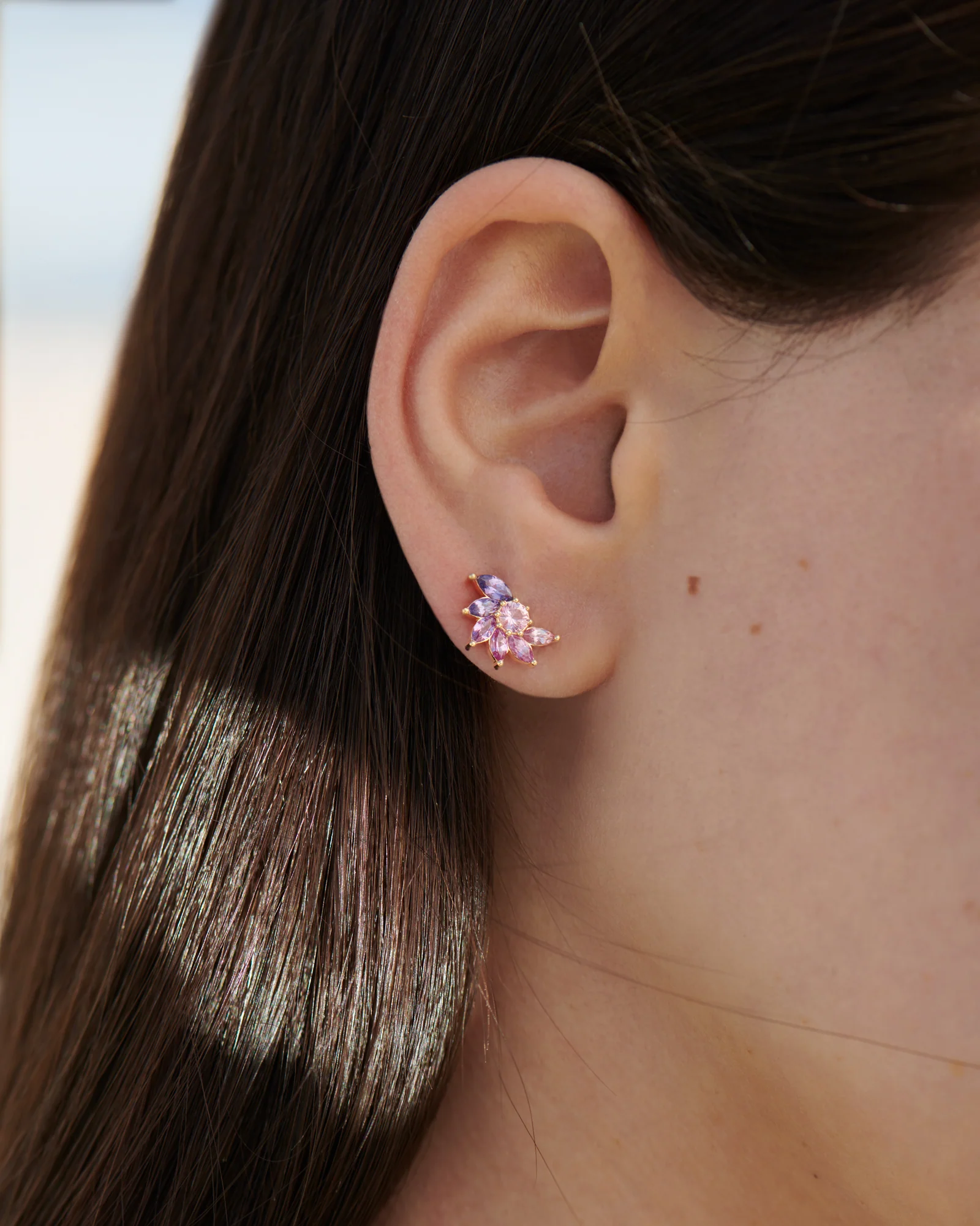 Clematis Lilac Sapphire Stud Earrings - Image 5