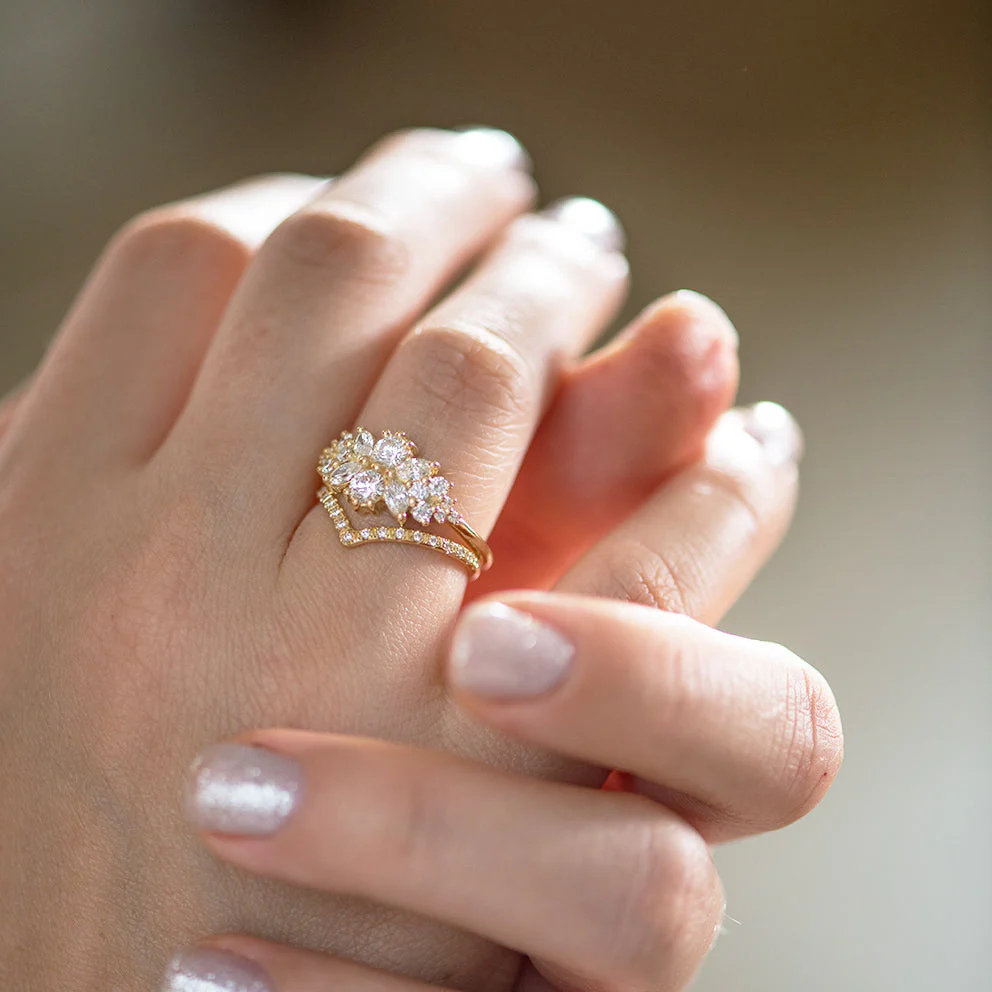 Cluster Engagement Ring with Round Diamonds - Flora - Image 7