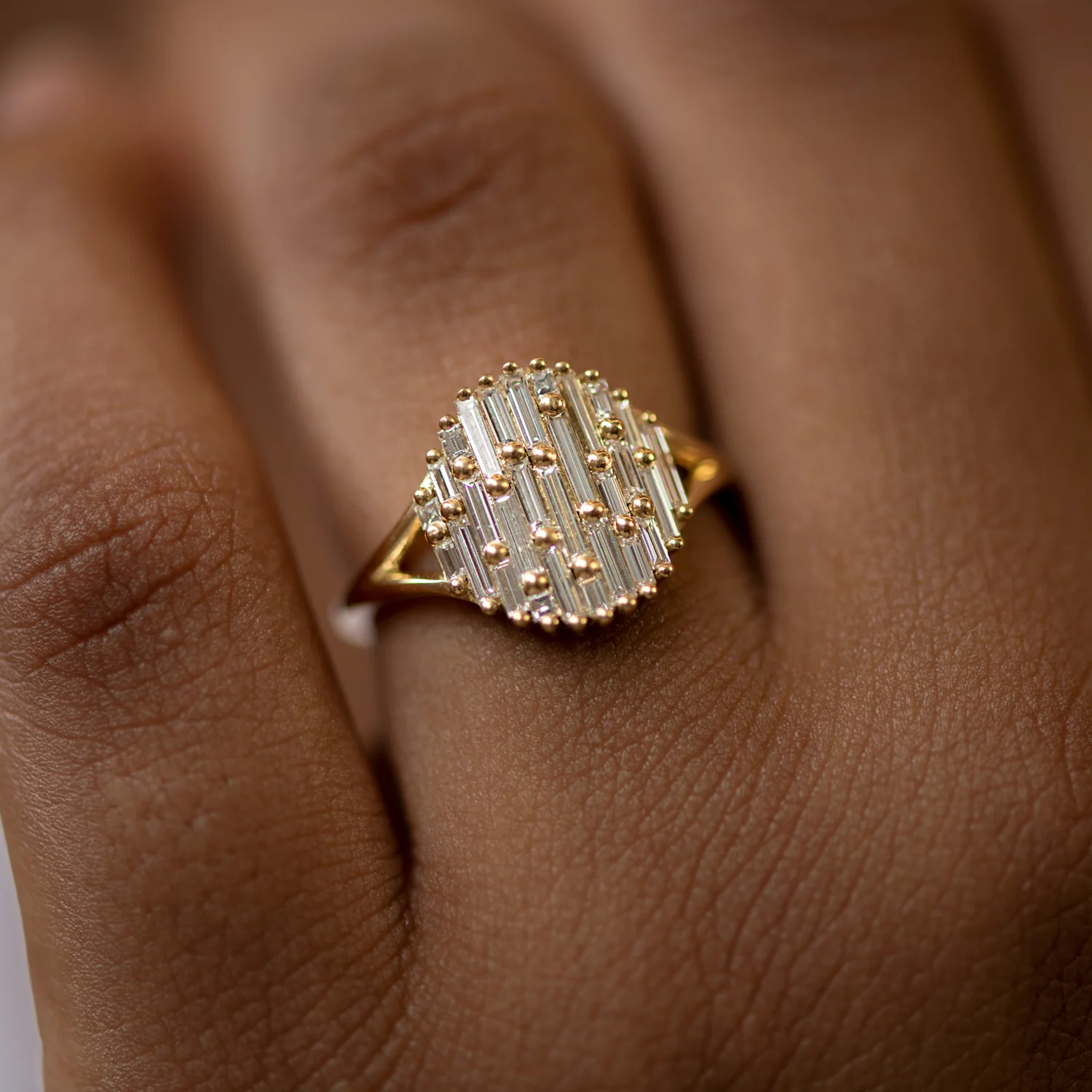 Cluster Ring with Assemblage of Needle Baguette Diamonds - the Light Catcher Ring - Image 4