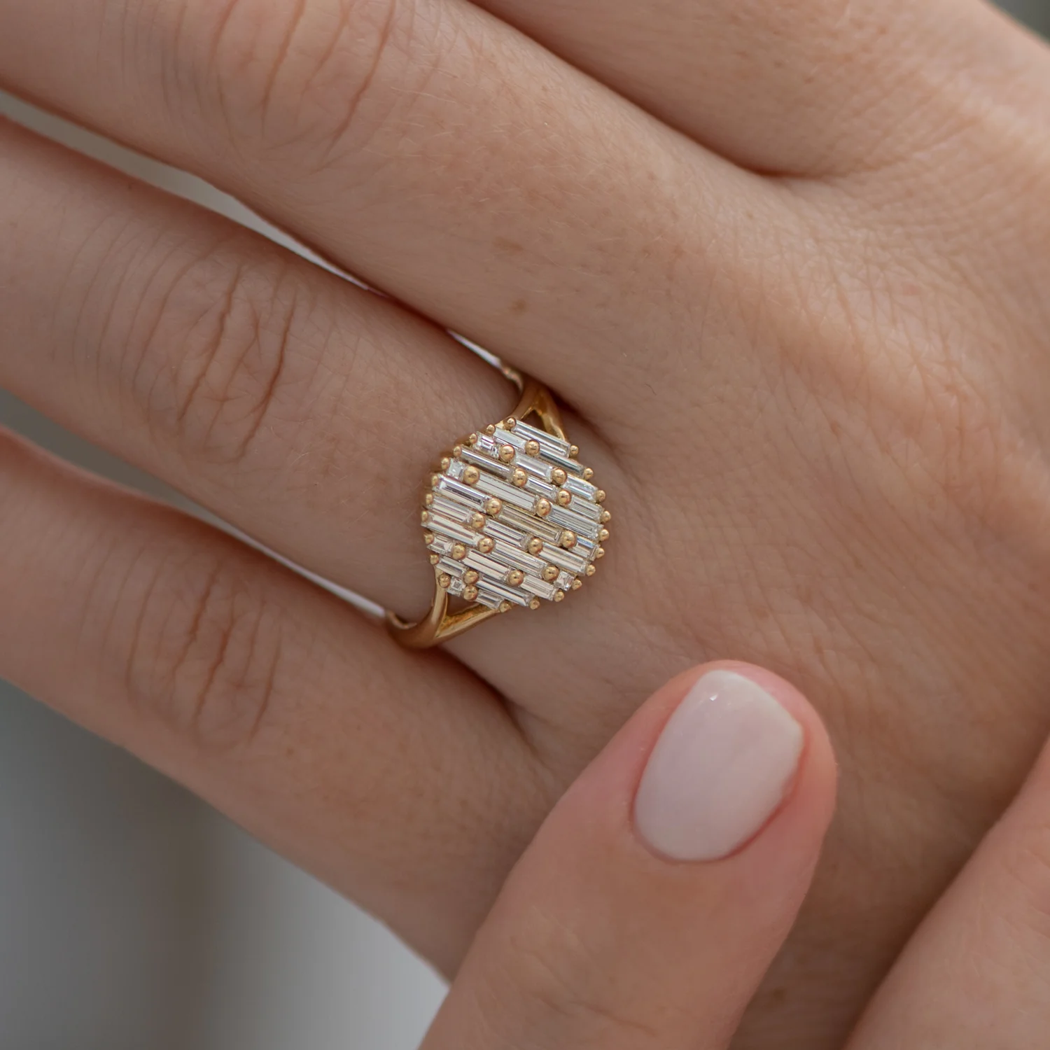 Cluster Ring with Assemblage of Needle Baguette Diamonds - the Light Catcher Ring - Image 6
