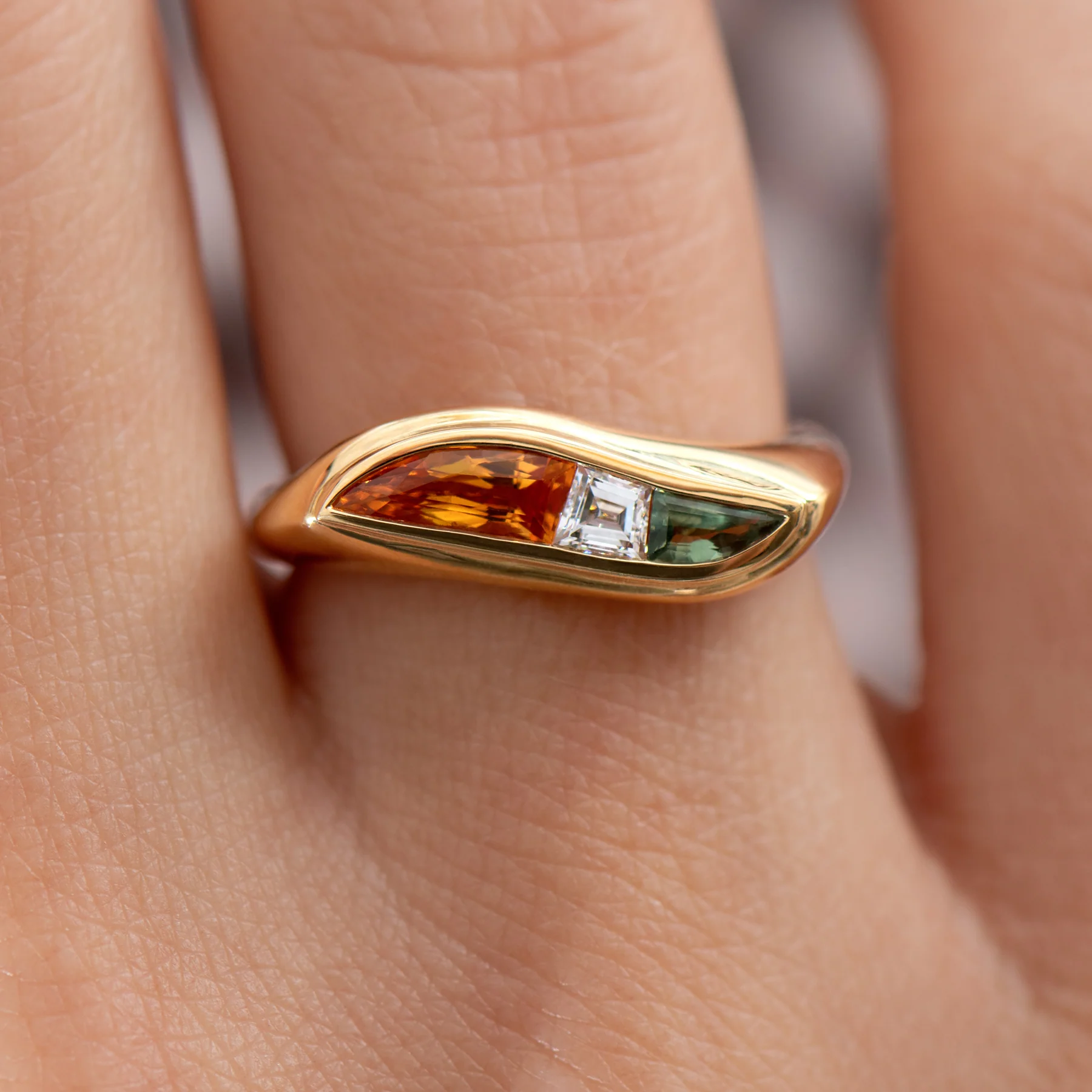 Color Block Ring Set with Sapphires & Diamonds in 18K Gold - Image 6