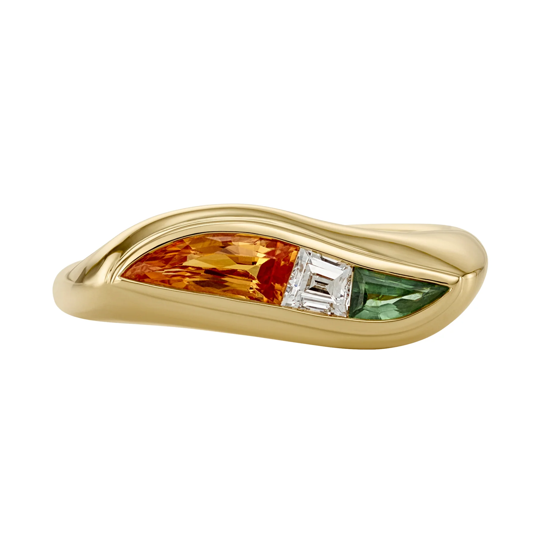 Color Block Ring Set with Sapphires & Diamonds in 18K Gold - Image 8