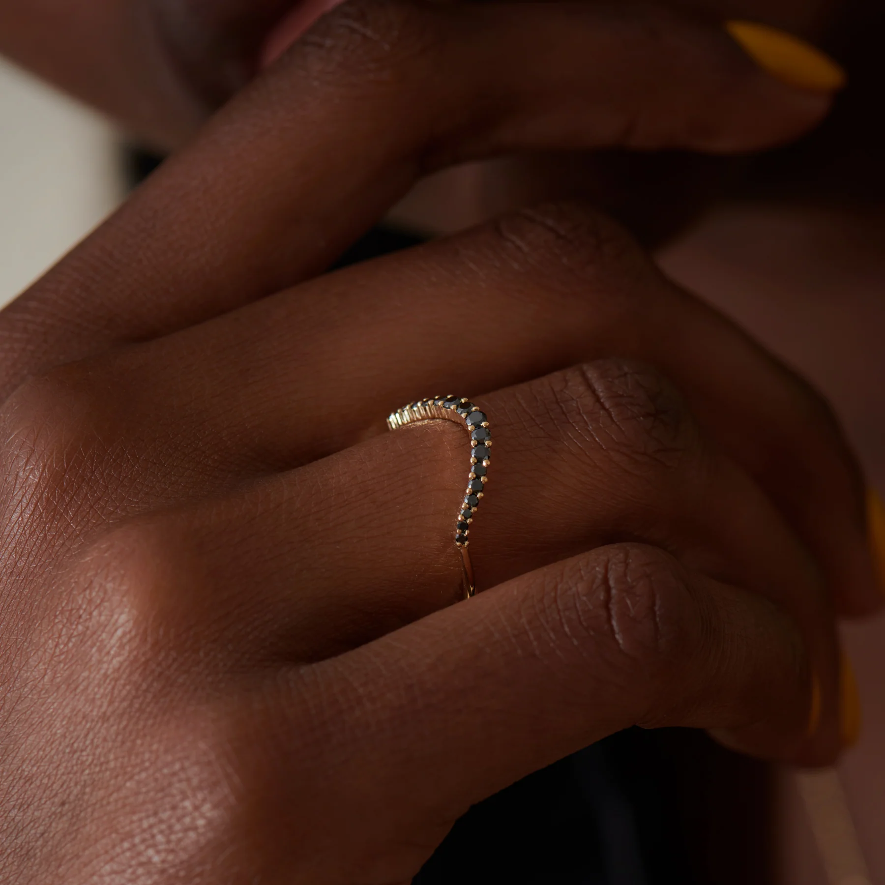 Curved Black Diamond Wedding Band - Image 6