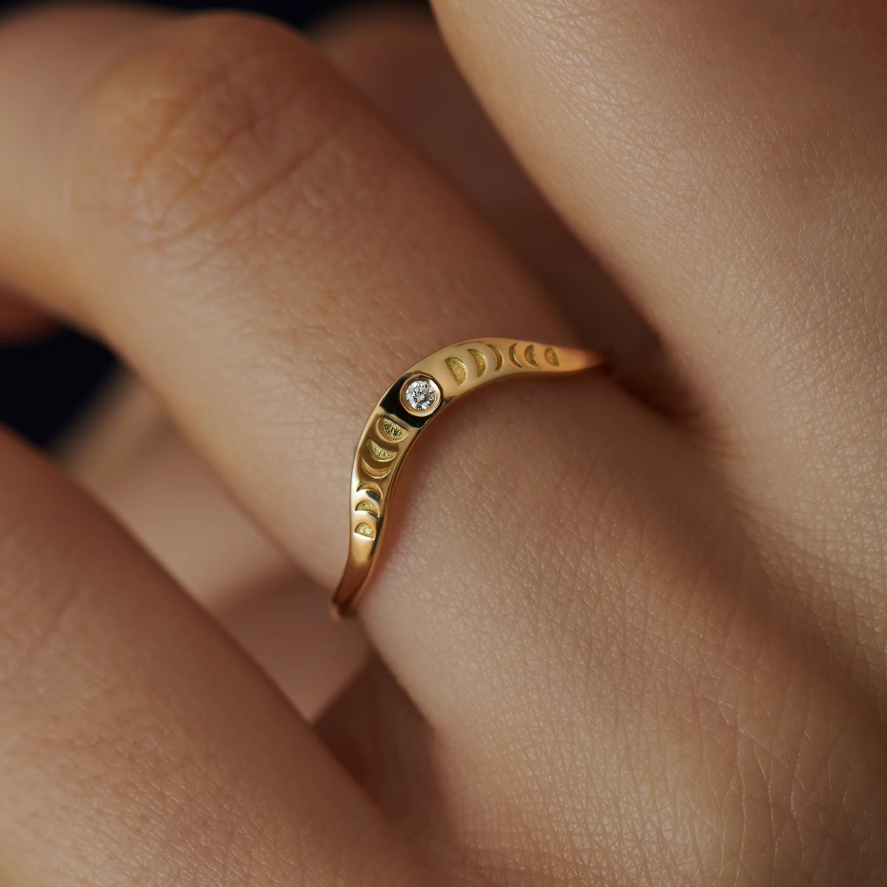 Curved Moon Phase Wedding Band - Image 2