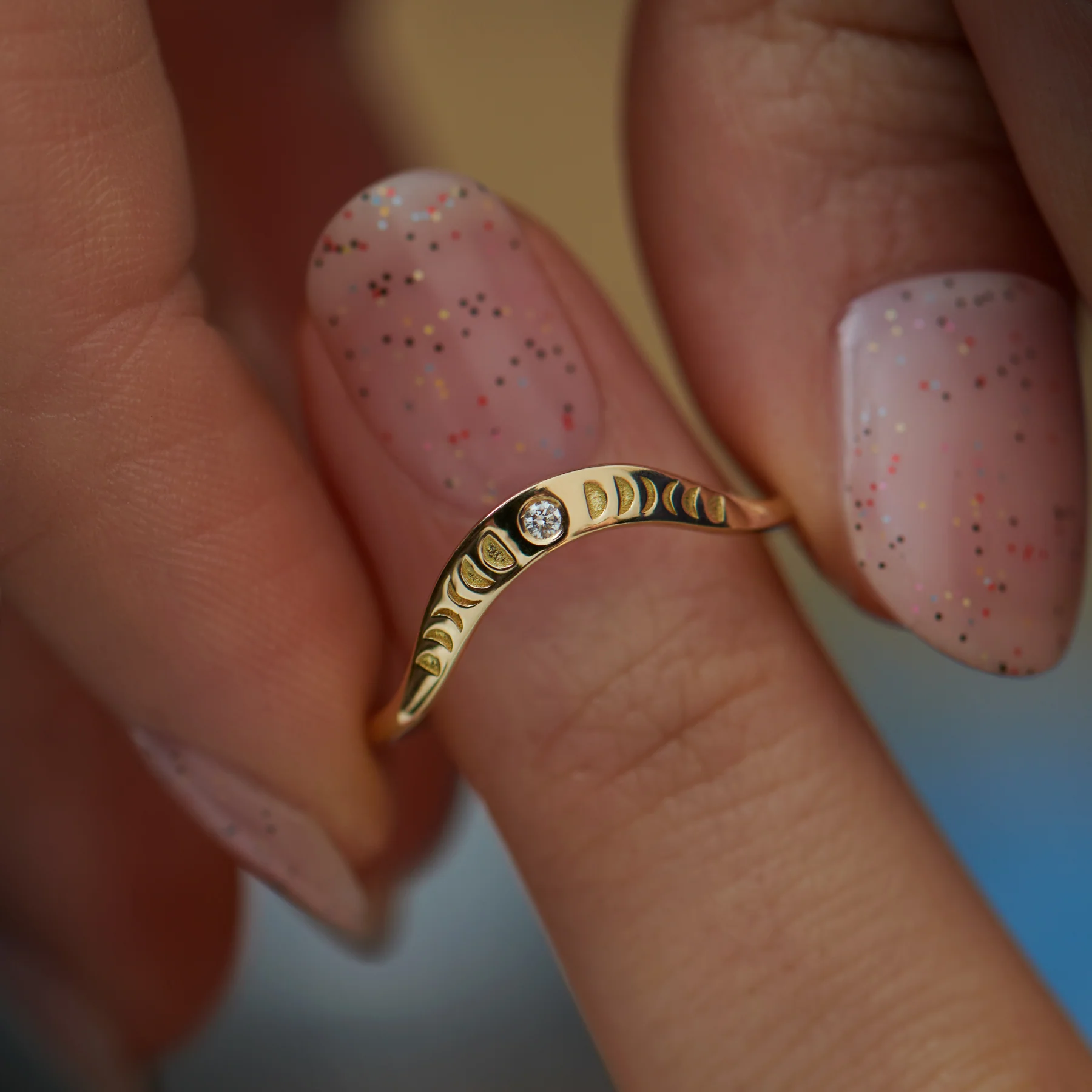 Curved Moon Phase Wedding Band - Image 8