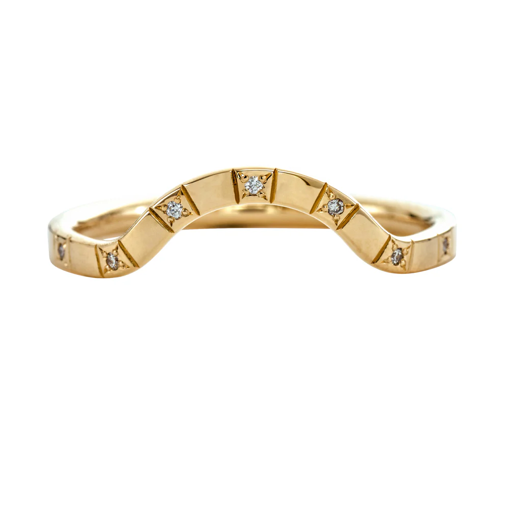 Curved Wedding Band with Brilliant Diamonds - Image 2