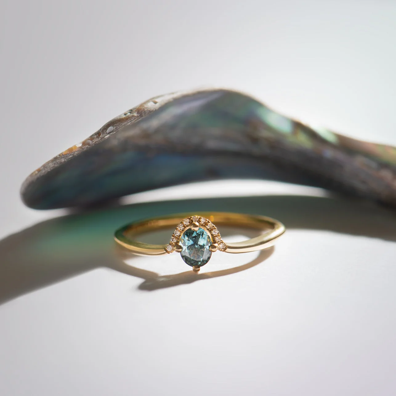 Custom Order for Floating Teal sapphire ring