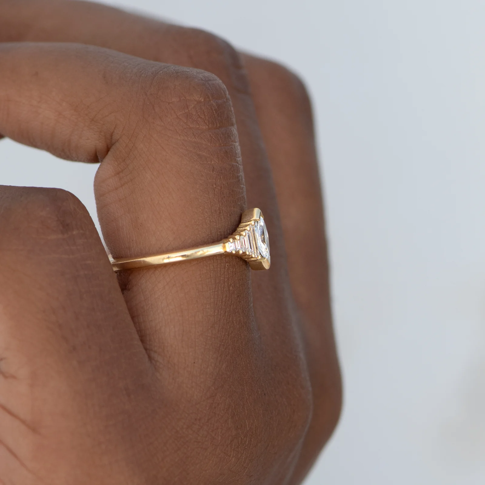 Dainty Deco Engagement Ring with Marquise Diamond - Image 6
