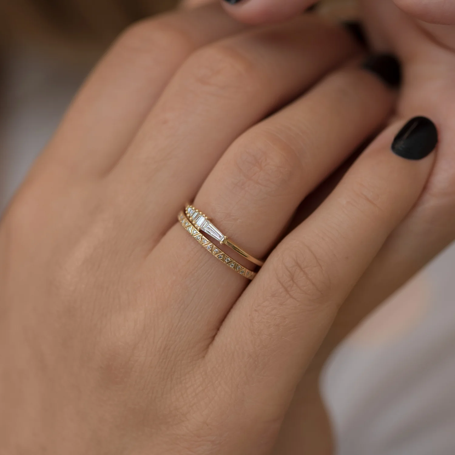 Dainty Trapeze Diamond Ring - Geometric Cluster Ring - Image 3