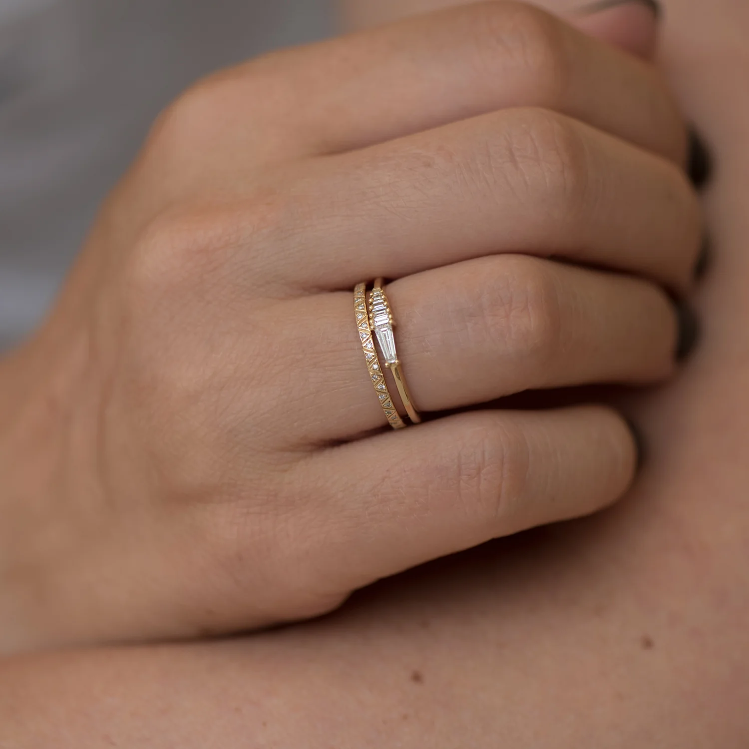 Dainty Trapeze Diamond Ring - Geometric Cluster Ring - Image 4